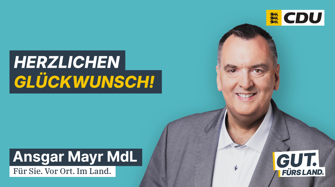 Direktmandat f�r Ansgar Mayr MdL: Herzlichen Gl�ckwunsch zu diesem �berzeugenden Ergebnis! 