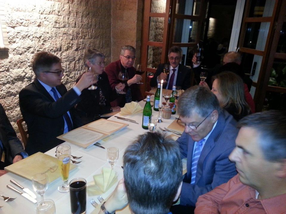 Landtagspräsident Guido Wolff nach der Veranstaltung bei einem gemeinsamen Abendessen in Stutensee