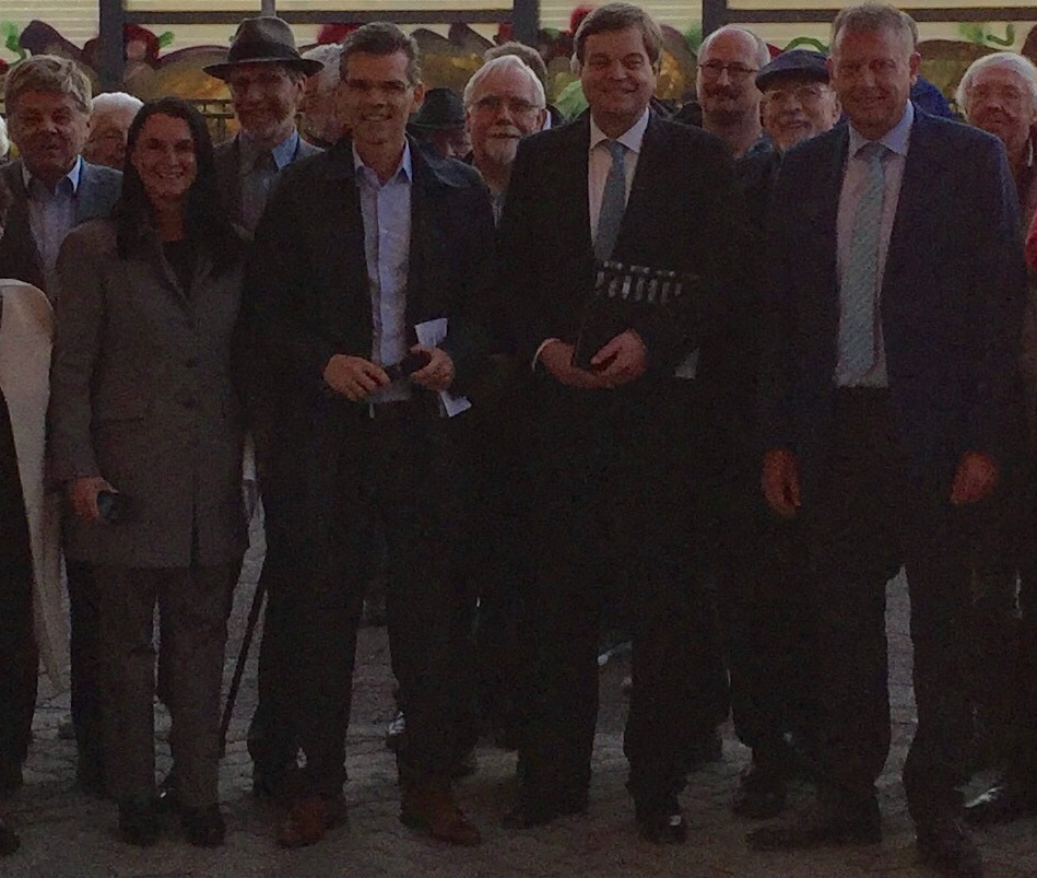 v.l.: Stadtrat Adalbert Scherer (Stutensee), Brgermeisterin Sylvia Trger (Stutensee), Ingo Wellenreuther MdB (Karlsruhe), Staatssekretr Enak Ferlemann MdB und Stadtrat Thorsten Ehlgtz (Karlsruhe)