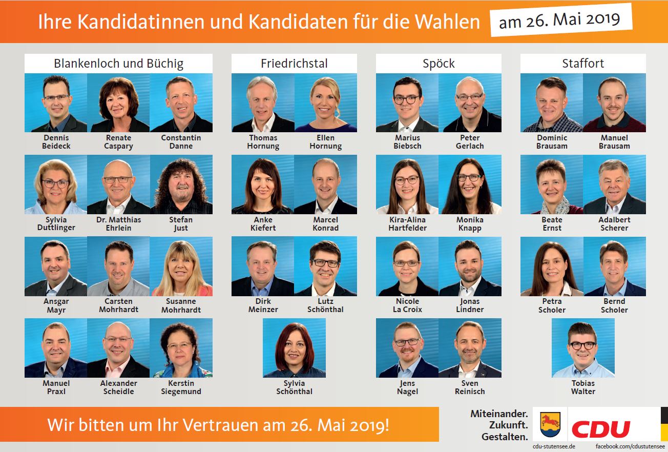 Die Kandidatinnen und Kandidaten der CDU Stutensee